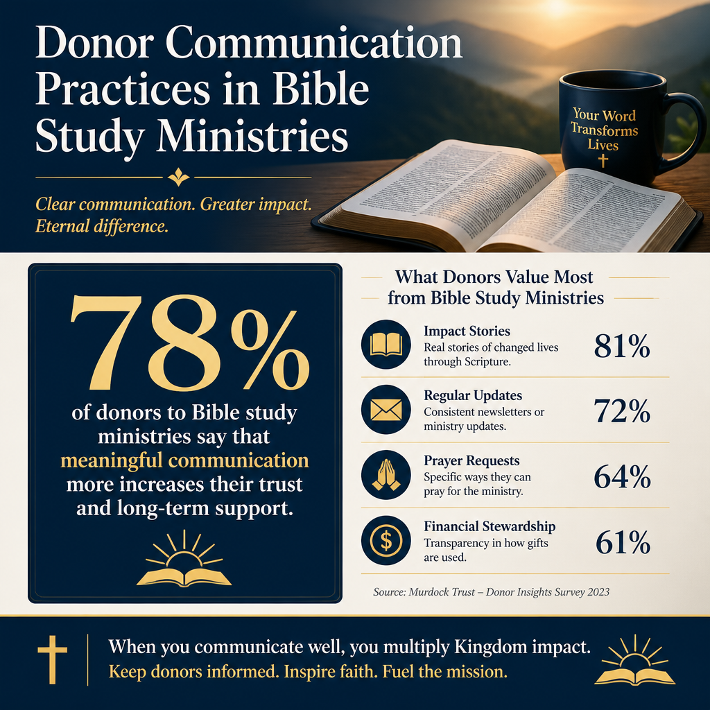 Donor communication practices in Bible study ministries statistics
