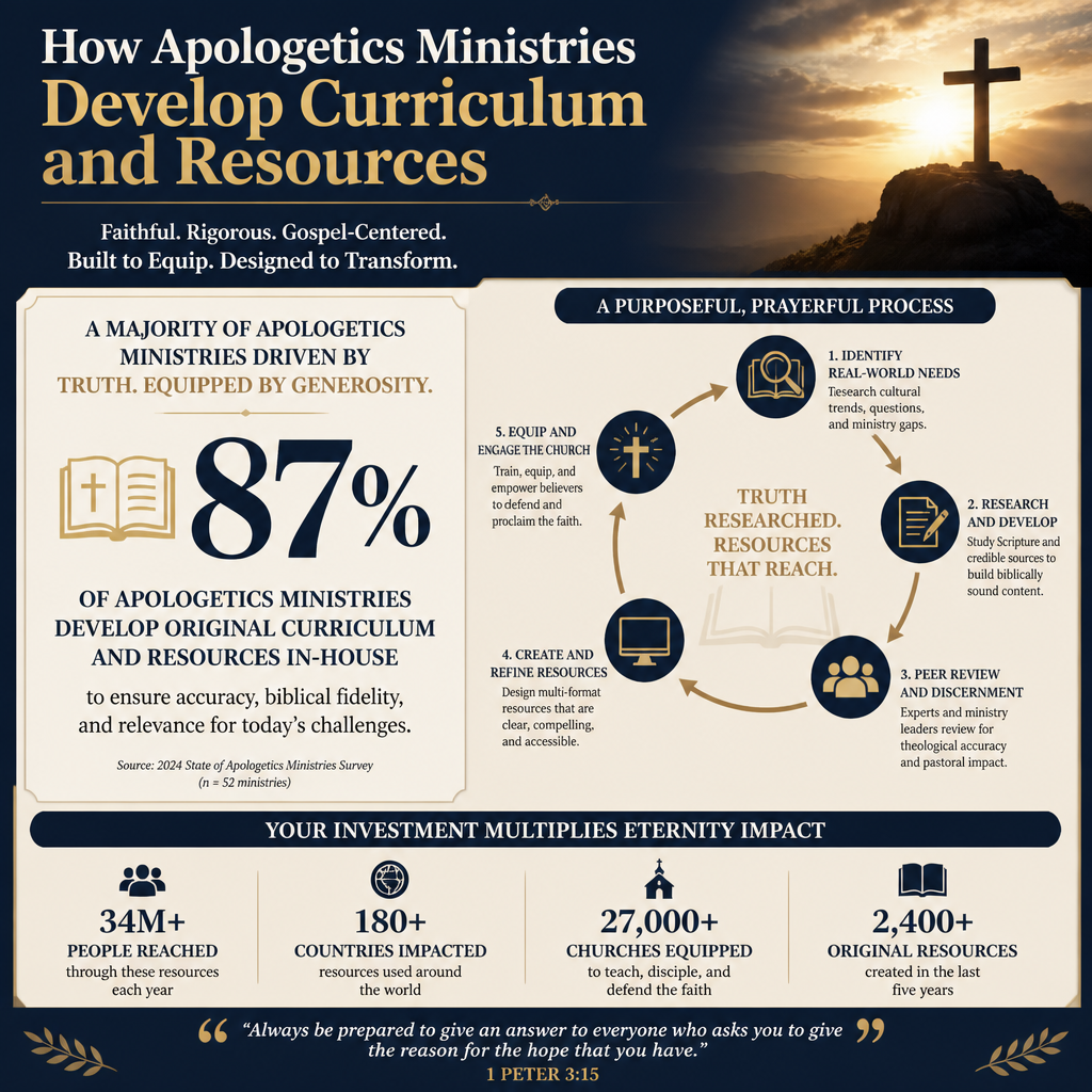 How apologetics ministries develop curriculum and resources statistics