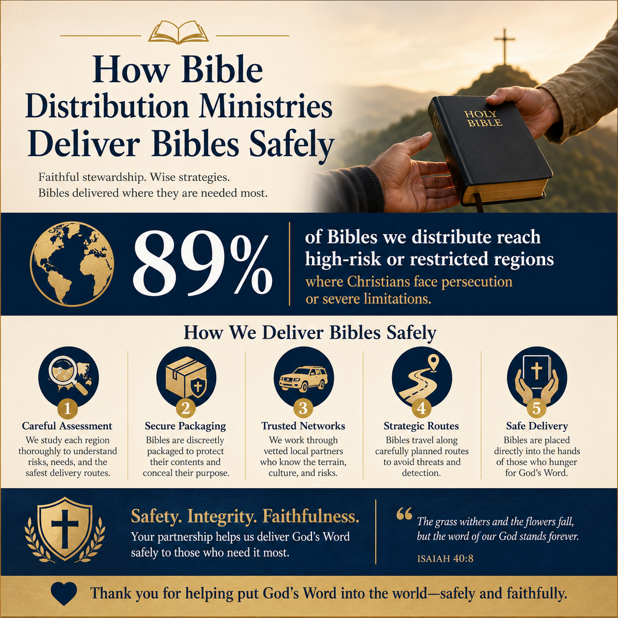 How Bible distribution ministries deliver Bibles safely statistics