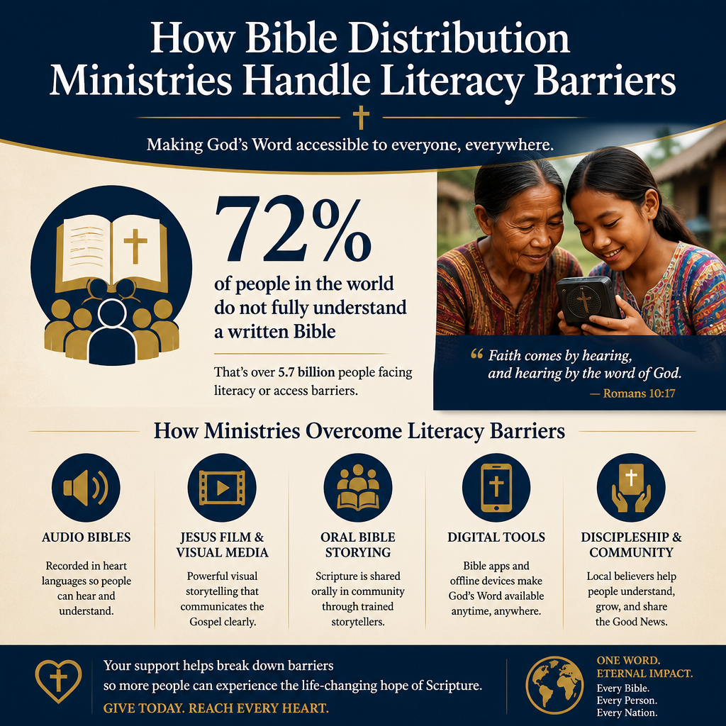 How Bible distribution ministries handle literacy barriers statistics