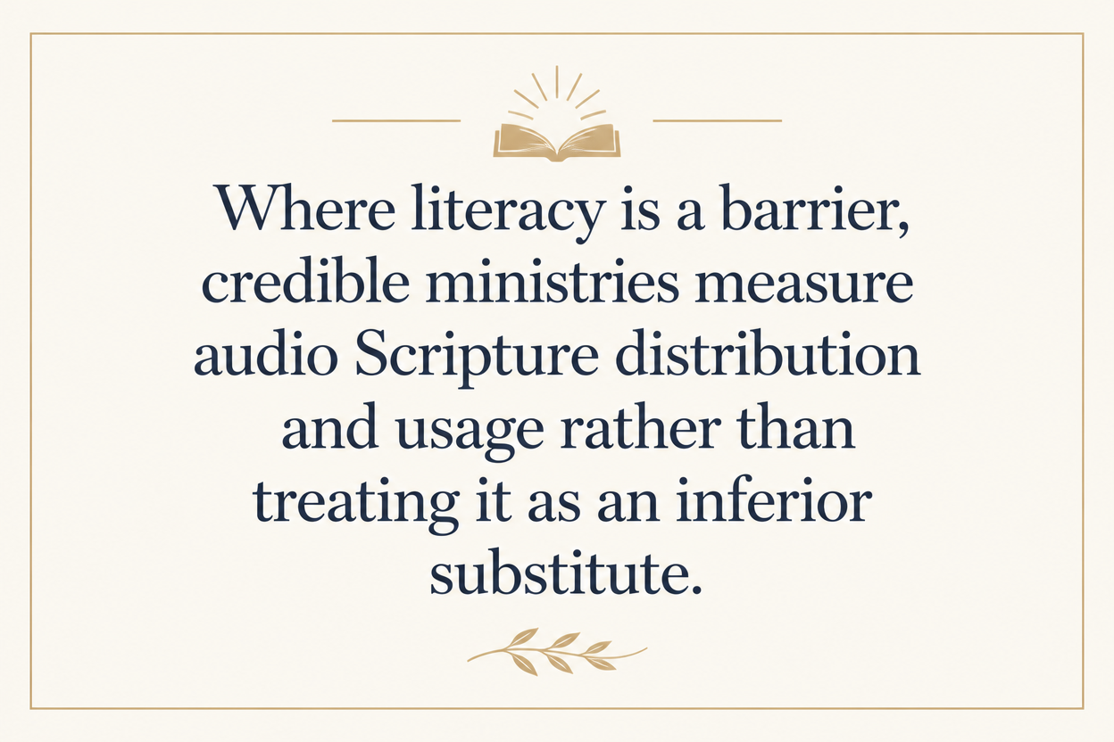 Key insight about How Bible distribution ministries measure gospel impact