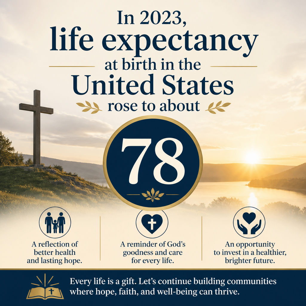 In 2023, life expectancy at birth in the United States rose to about 78.