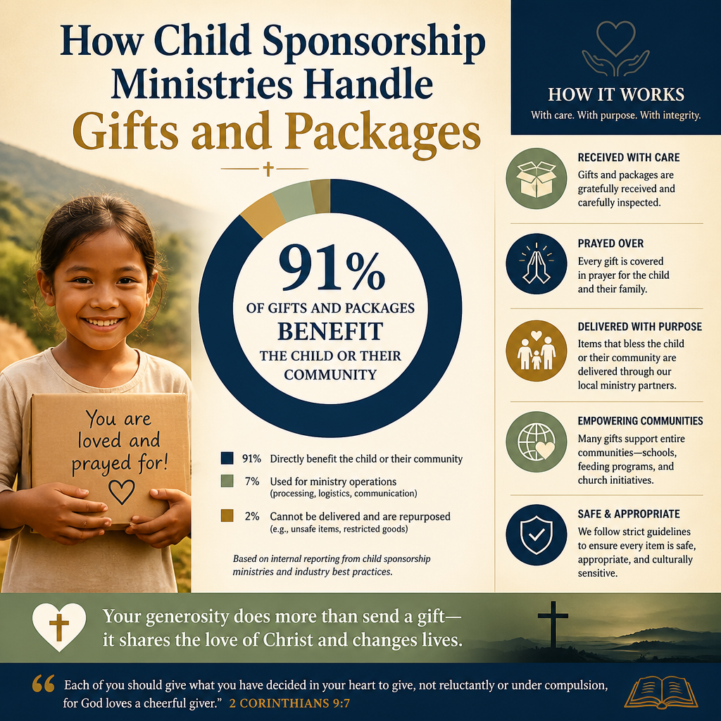 How child sponsorship ministries handle gifts and packages statistics