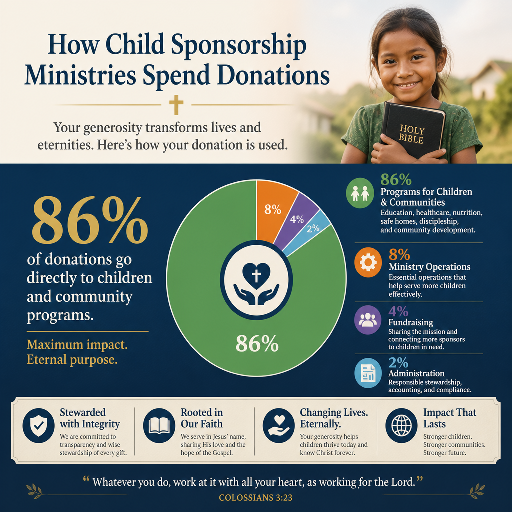 How child sponsorship ministries spend donations statistics