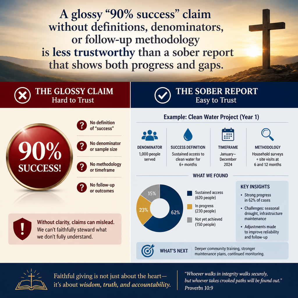 A glossy “90% success” claim without definitions, denominators, or follow-up methodology is less trustworthy than a sobe