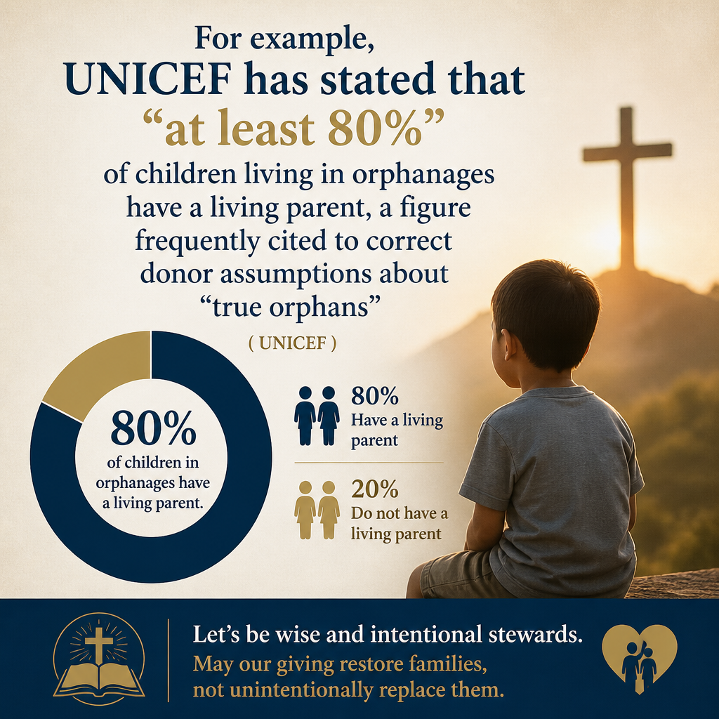 For example, UNICEF has stated that “at least 80%” of children living in orphanages have a living parent, a figure frequ