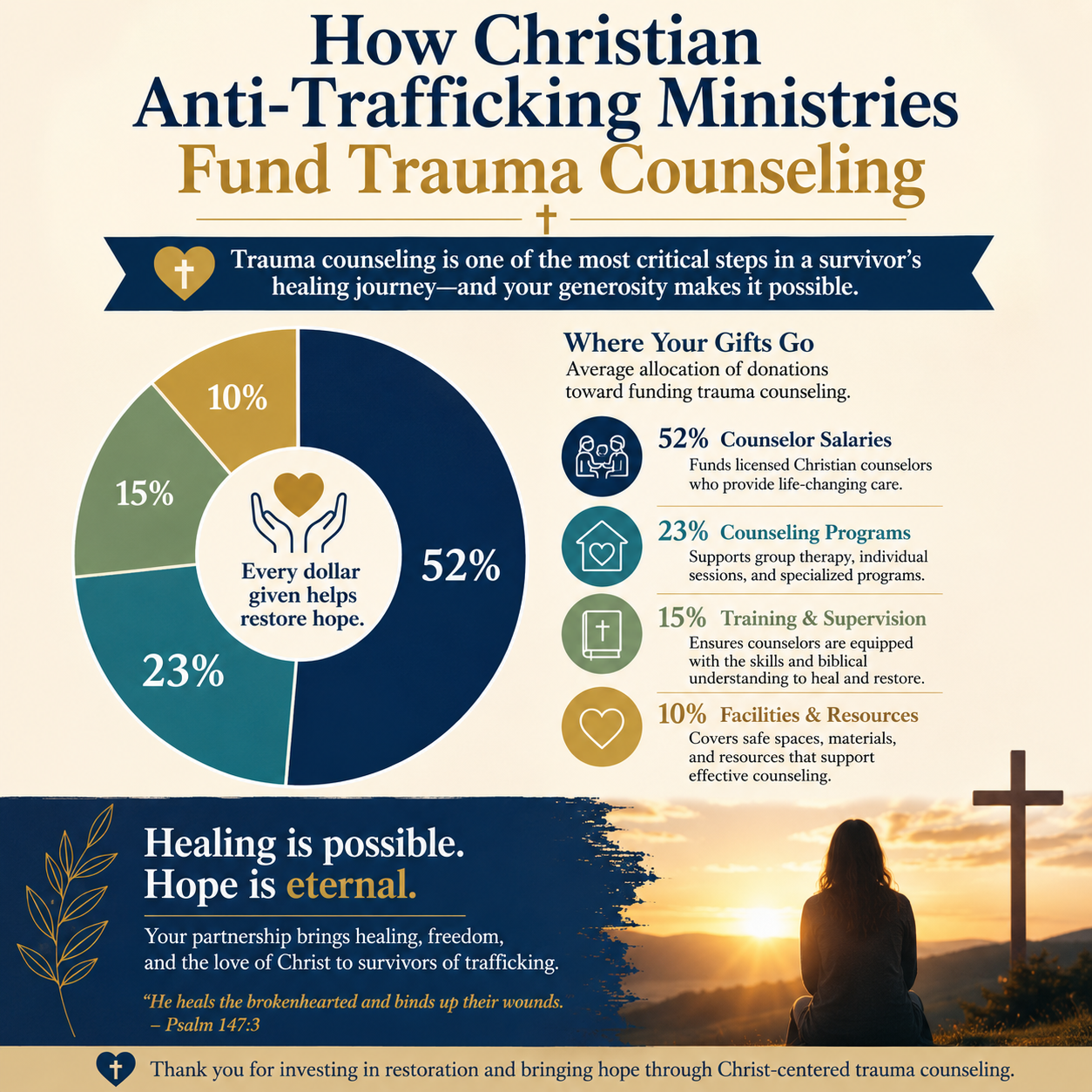 How Christian anti-trafficking ministries fund trauma counseling statistics