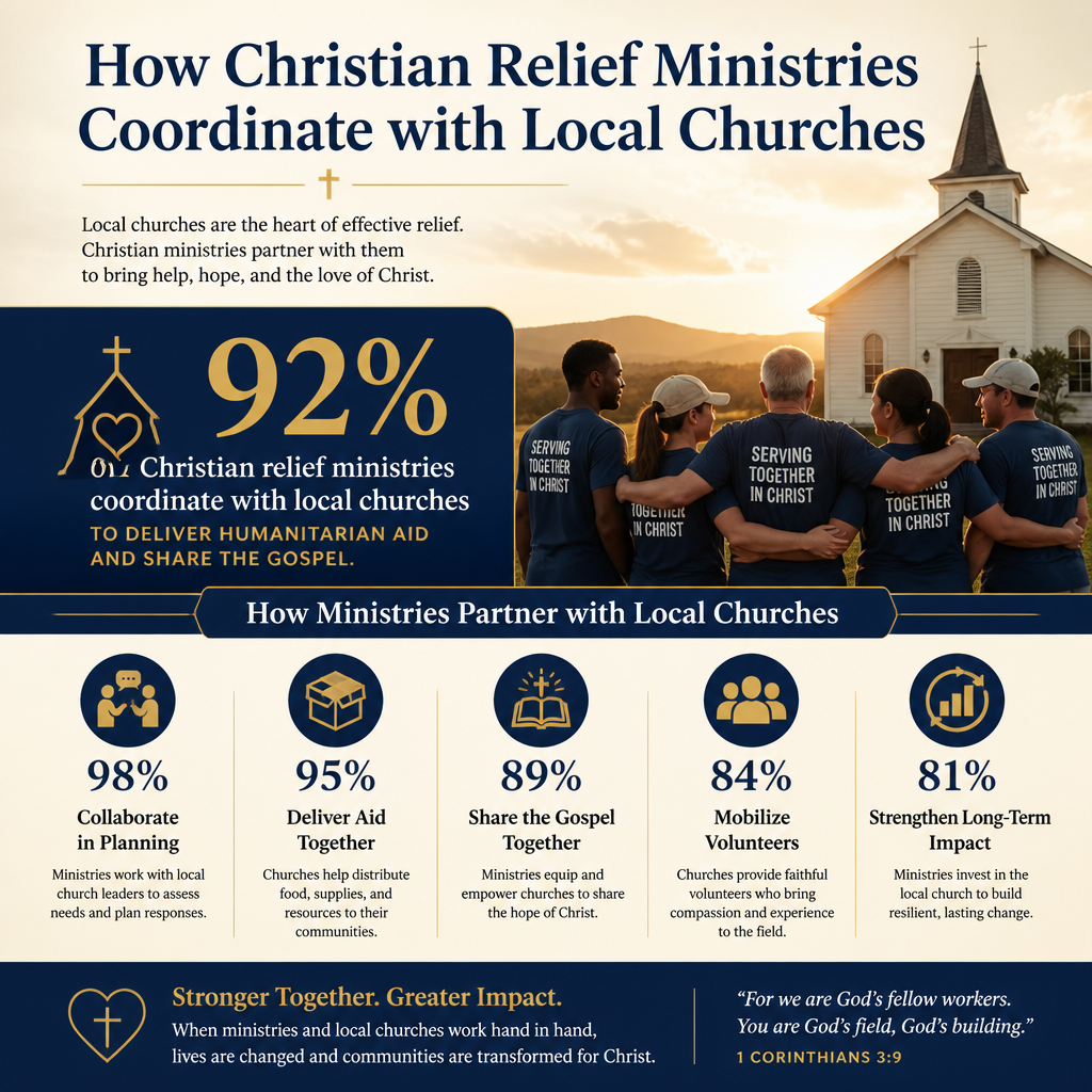 How Christian relief ministries coordinate with local churches statistics