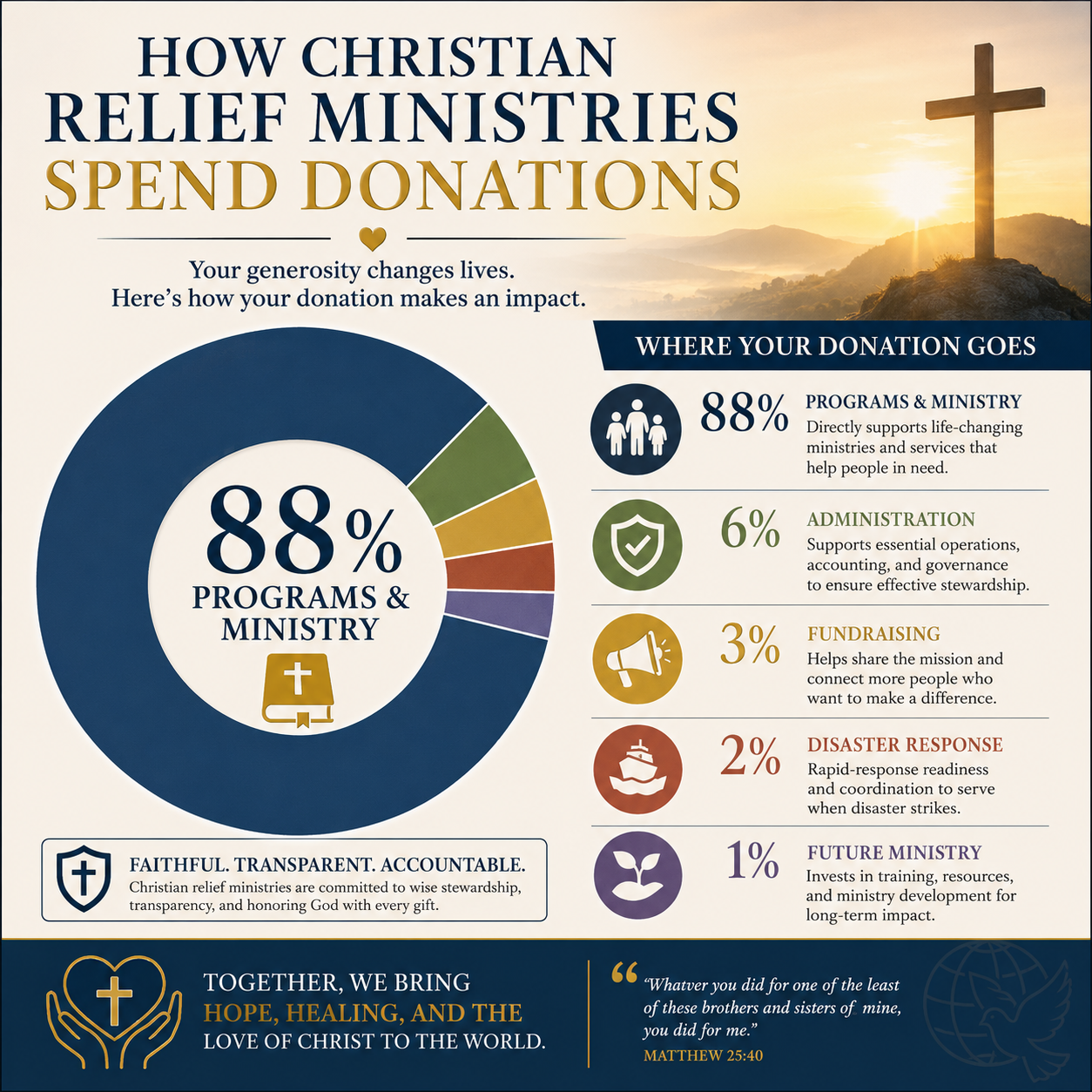 How Christian relief ministries spend donations statistics