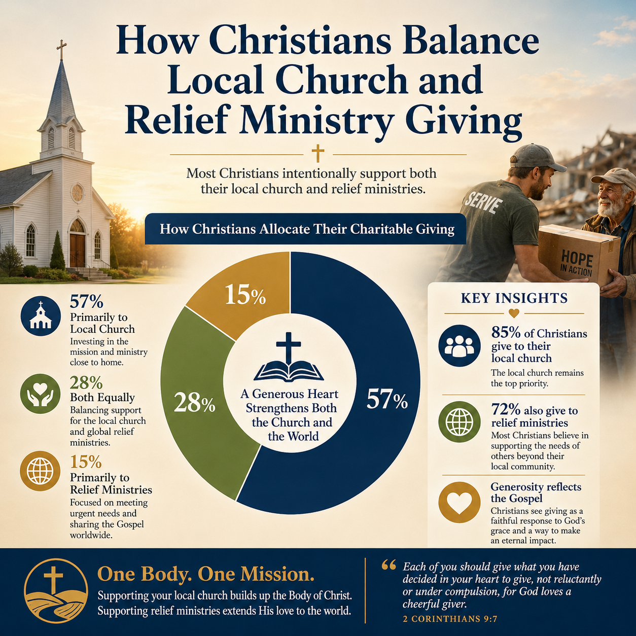 How Christians balance local church and relief ministry giving statistics
