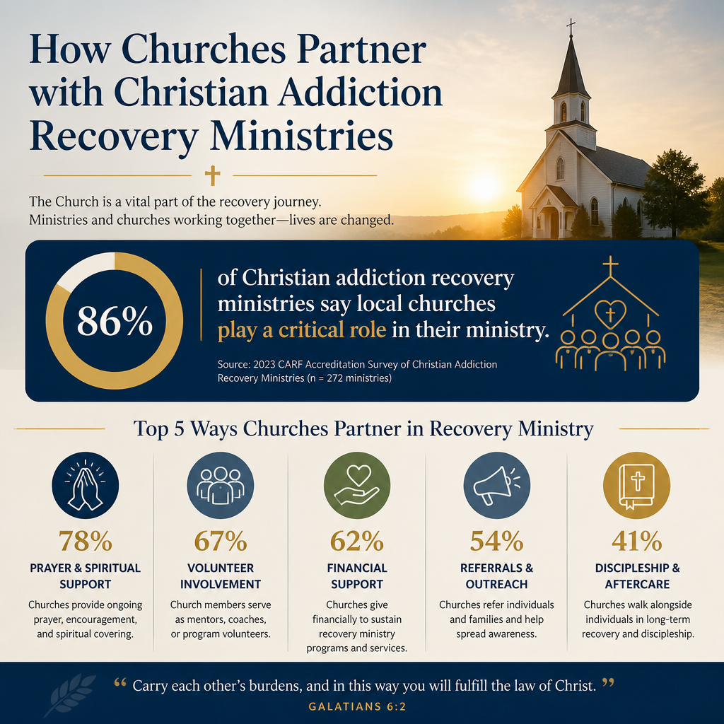 How churches partner with Christian addiction recovery ministries statistics