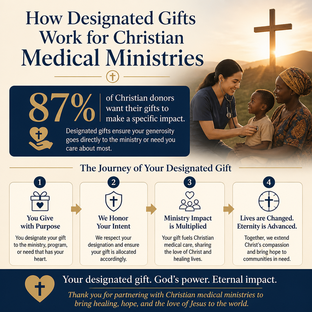 How designated gifts work for Christian medical ministries statistics