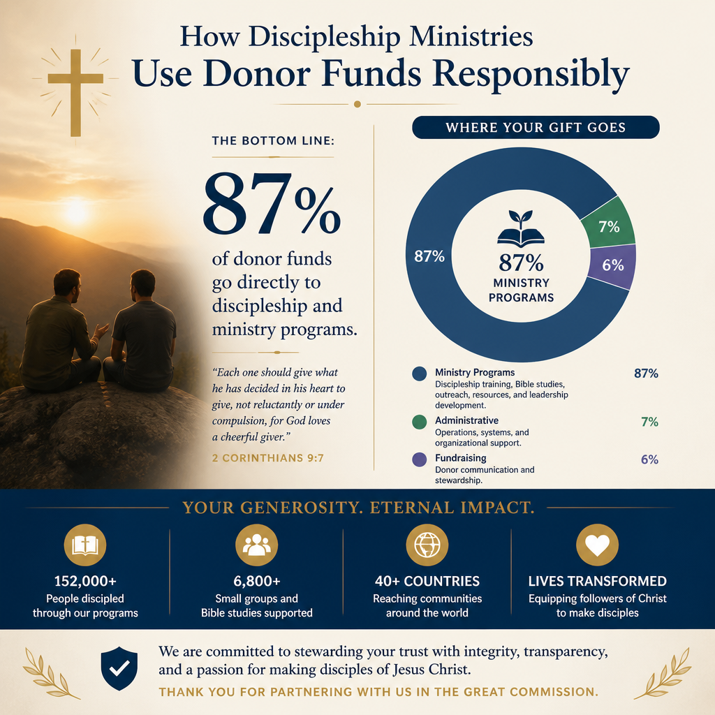 How discipleship ministries use donor funds responsibly statistics