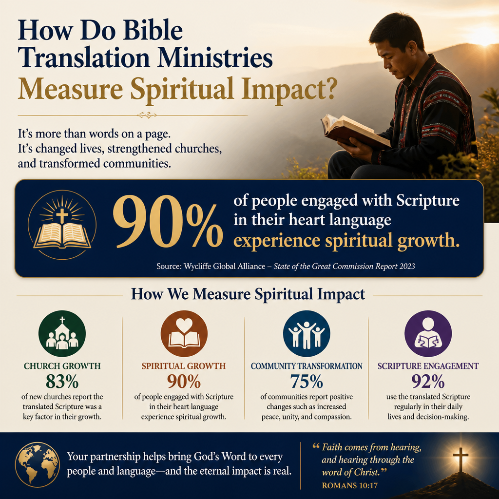 How do Bible translation ministries measure spiritual impact statistics