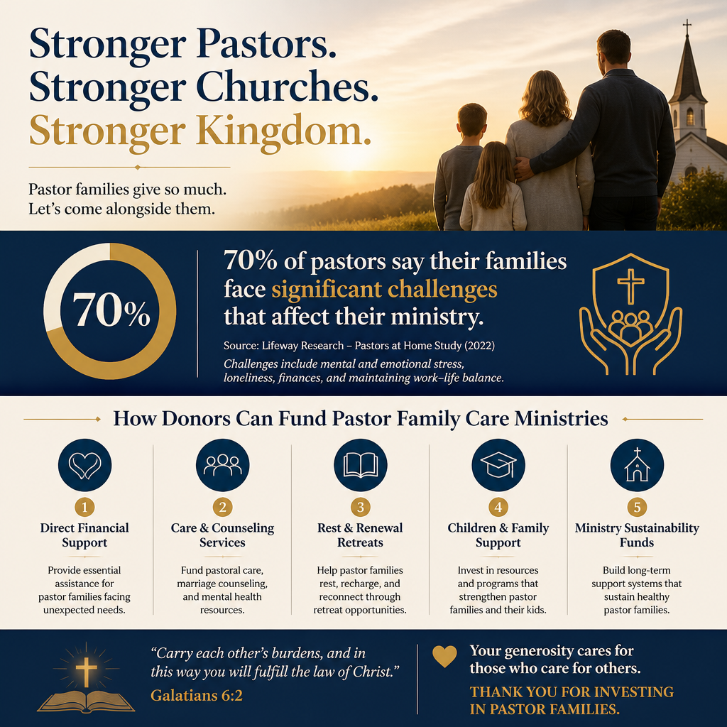 How donors can fund pastor family care ministries statistics