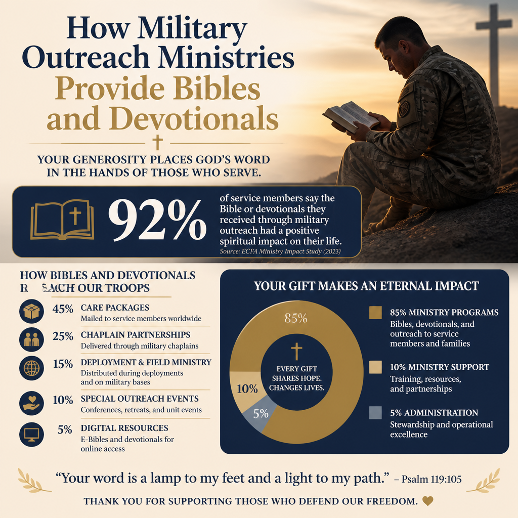 How military outreach ministries provide Bibles and devotionals statistics