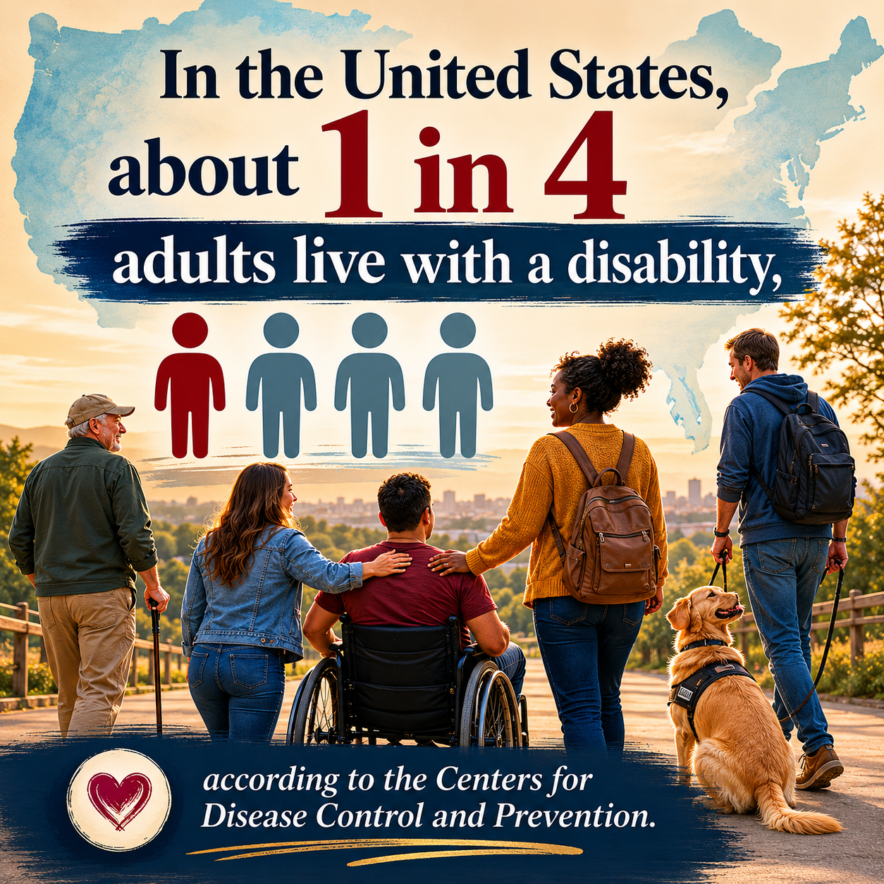 In the United States, about 1 in 4 adults live with a disability, according to the Centers for Disease Control and Preve