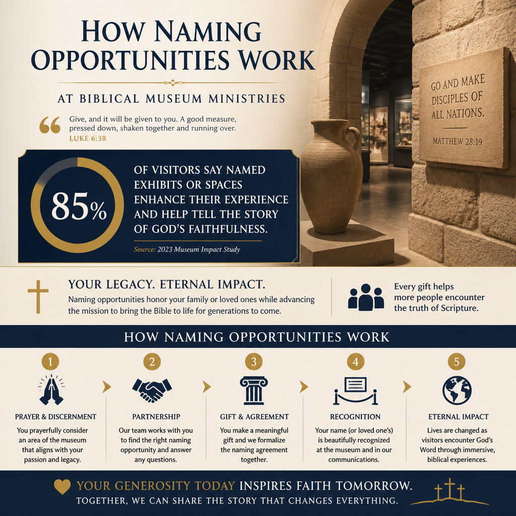 How naming opportunities work at biblical museum ministries statistics