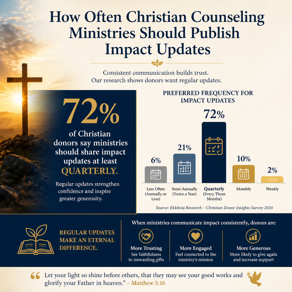 How often Christian counseling ministries should publish impact updates statistics