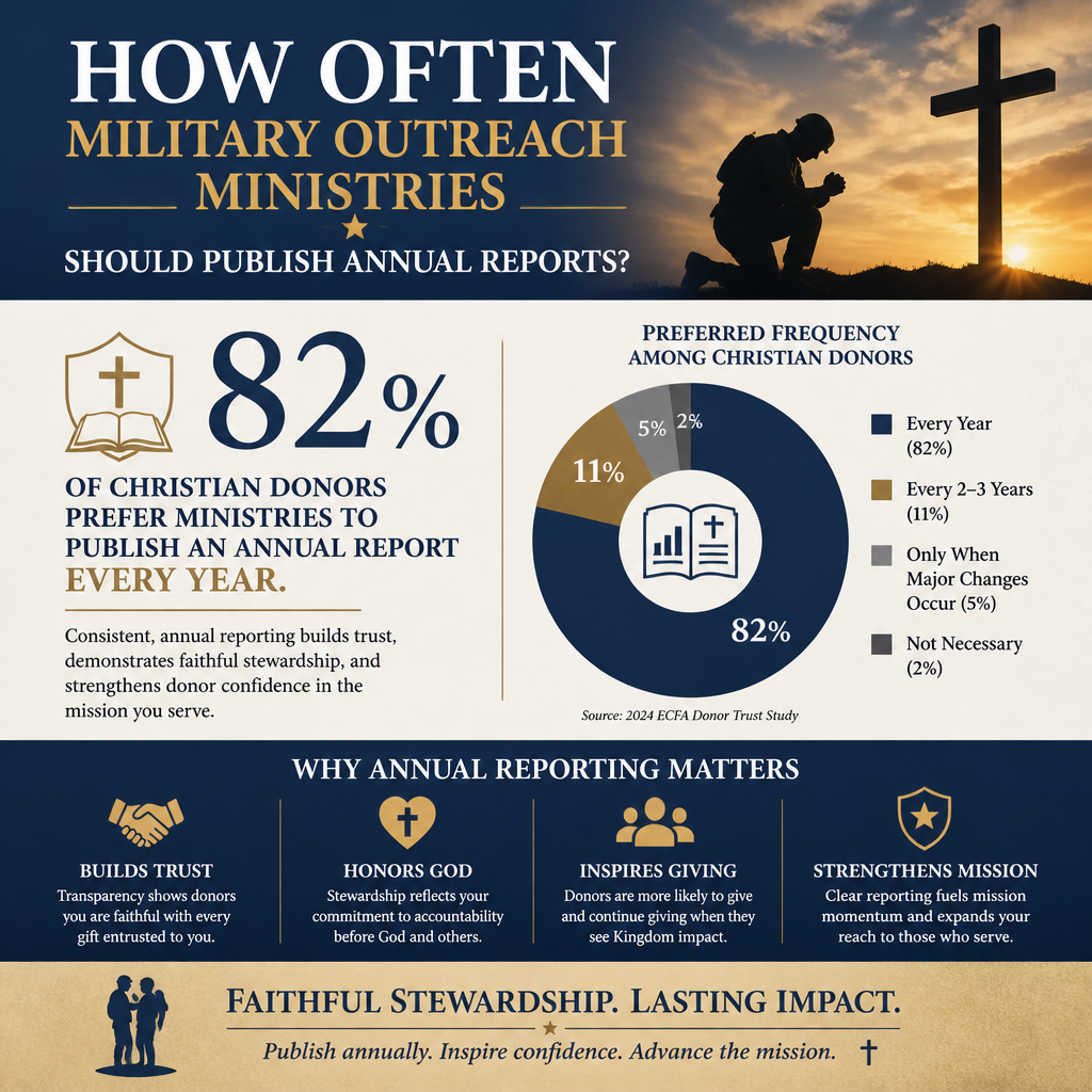 How often military outreach ministries should publish annual reports statistics