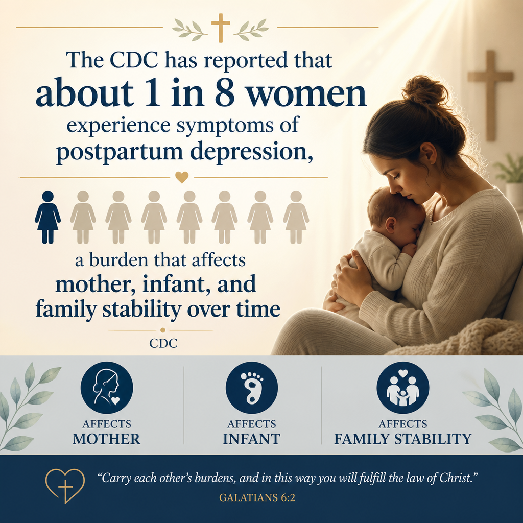The CDC has reported that about 1 in 8 women experience symptoms of postpartum depression, a burden that affects mother,