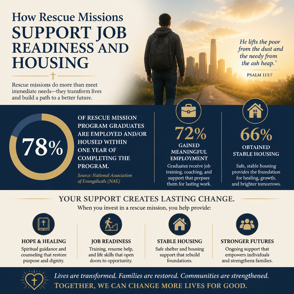 How rescue missions support job readiness and housing statistics