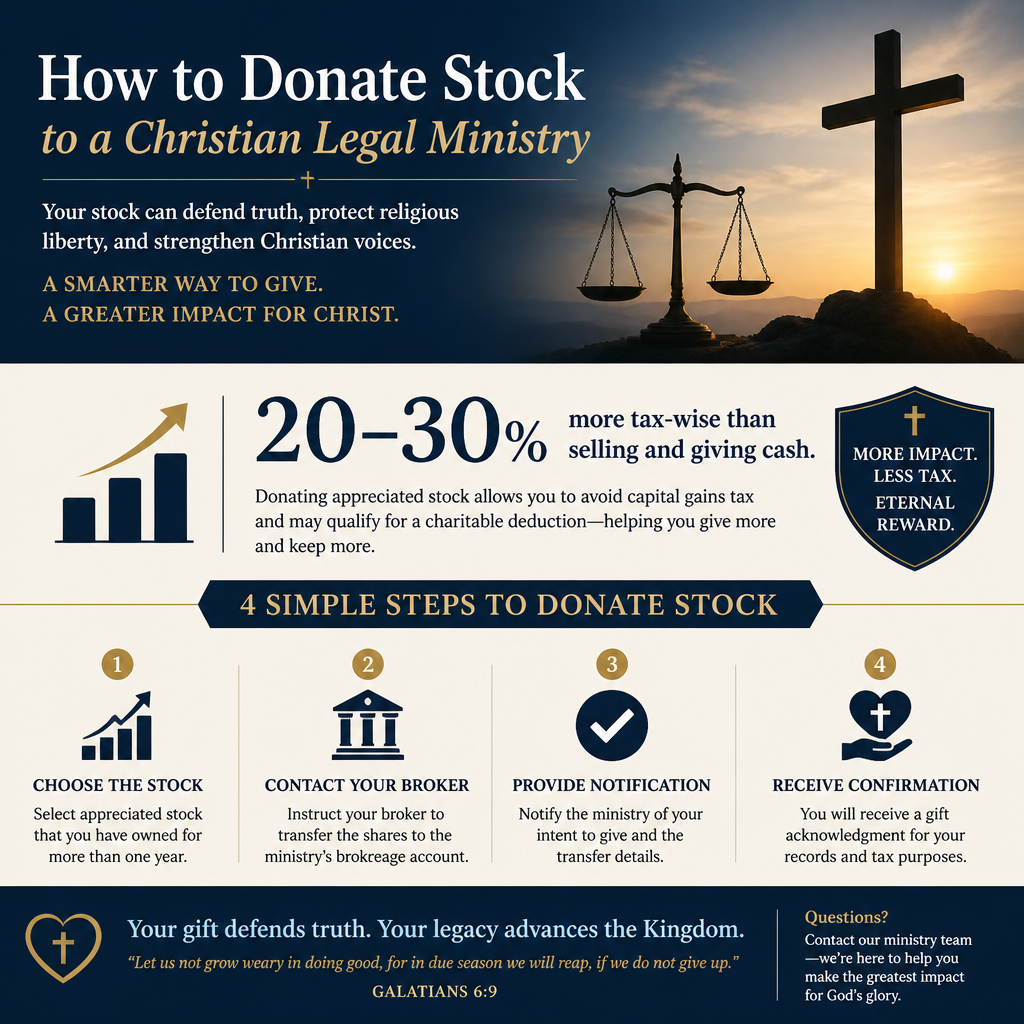 How to donate stock to a Christian legal ministry statistics
