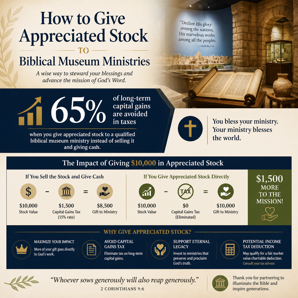 How to give appreciated stock to biblical museum ministries statistics