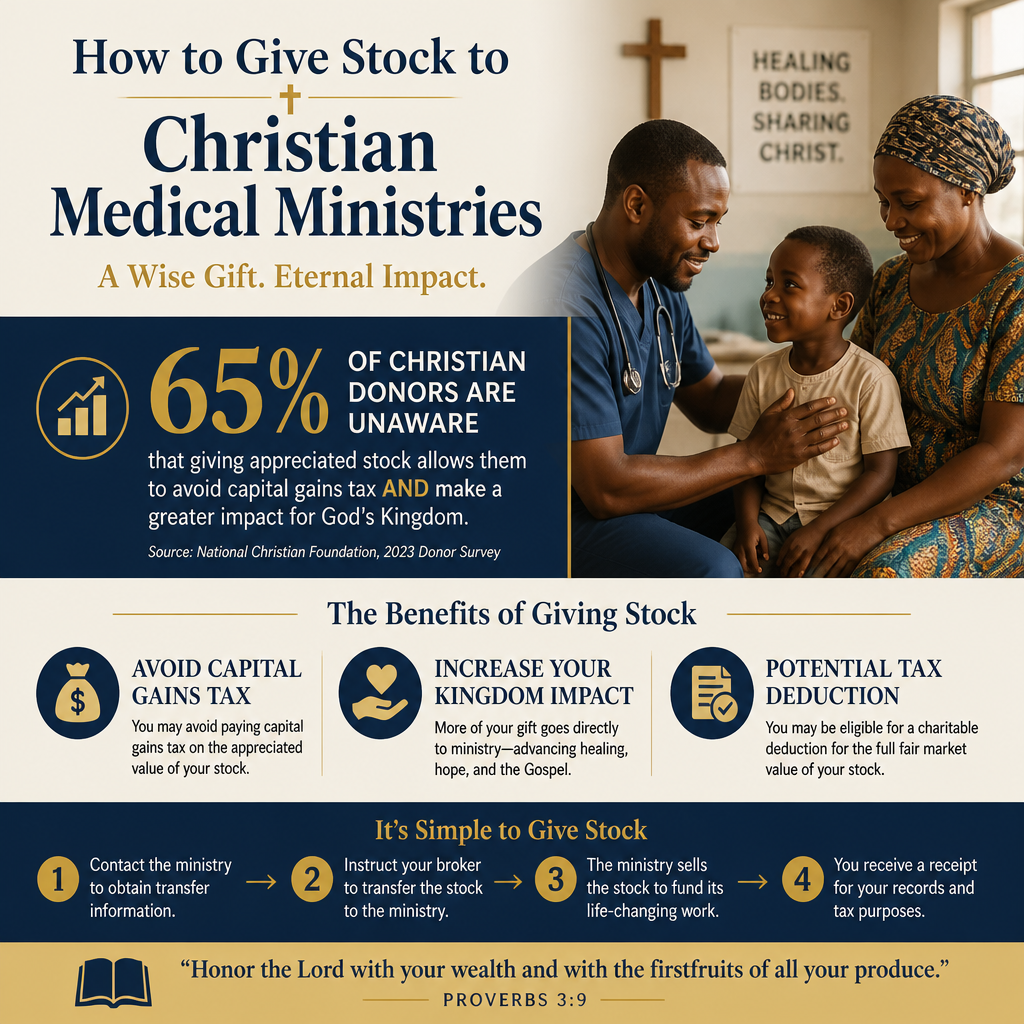 How to give stock to Christian medical ministries statistics