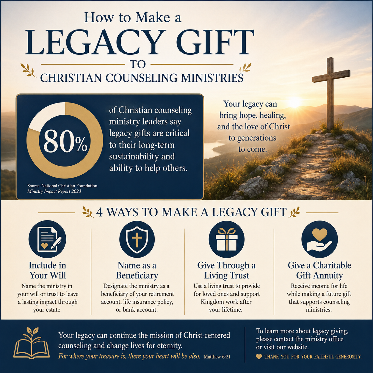How to make a legacy gift to Christian counseling ministries statistics