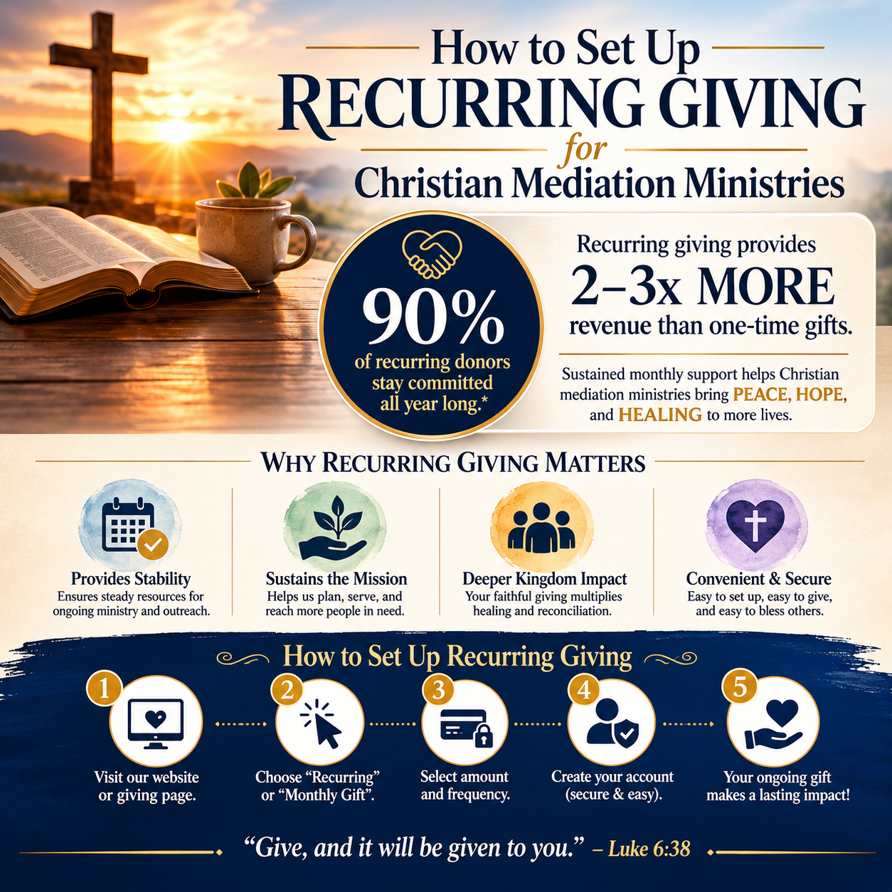How to set up recurring giving for Christian mediation ministries statistics