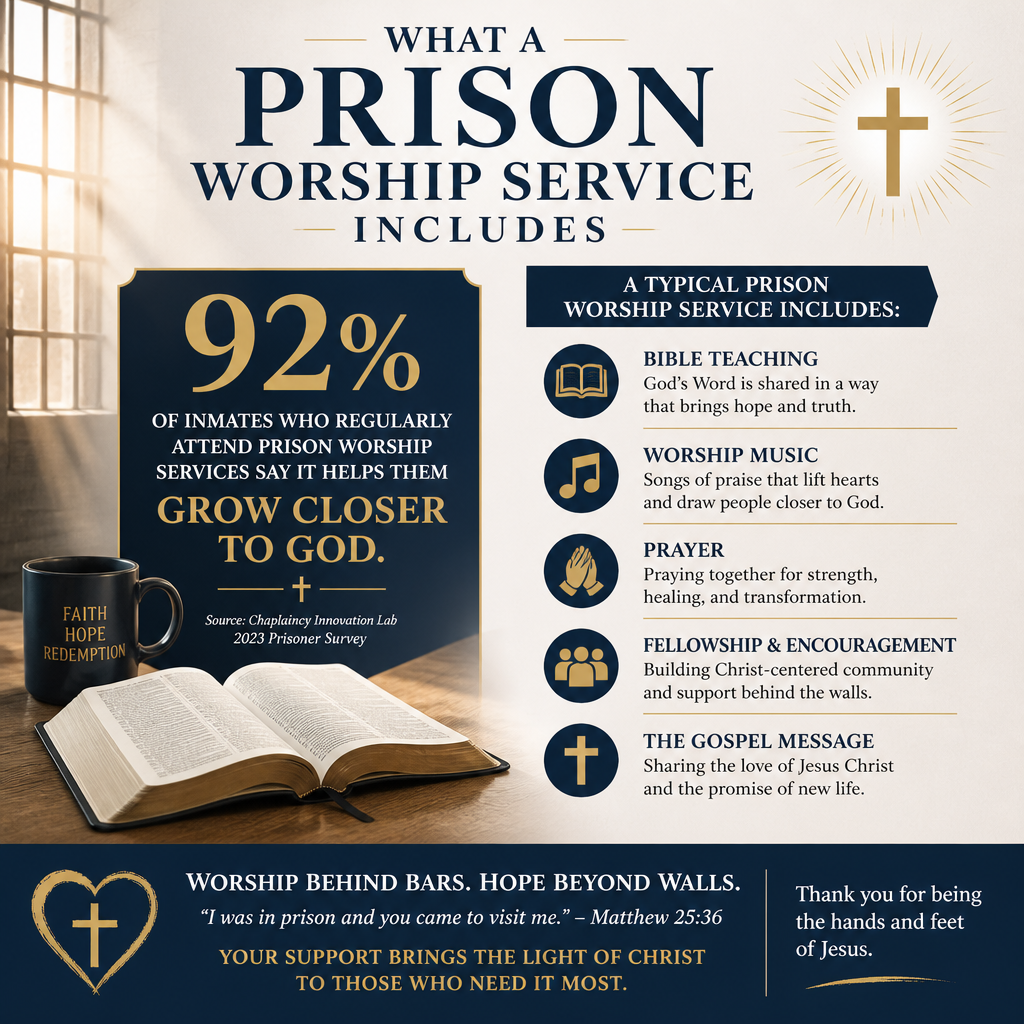 What a prison worship service includes statistics