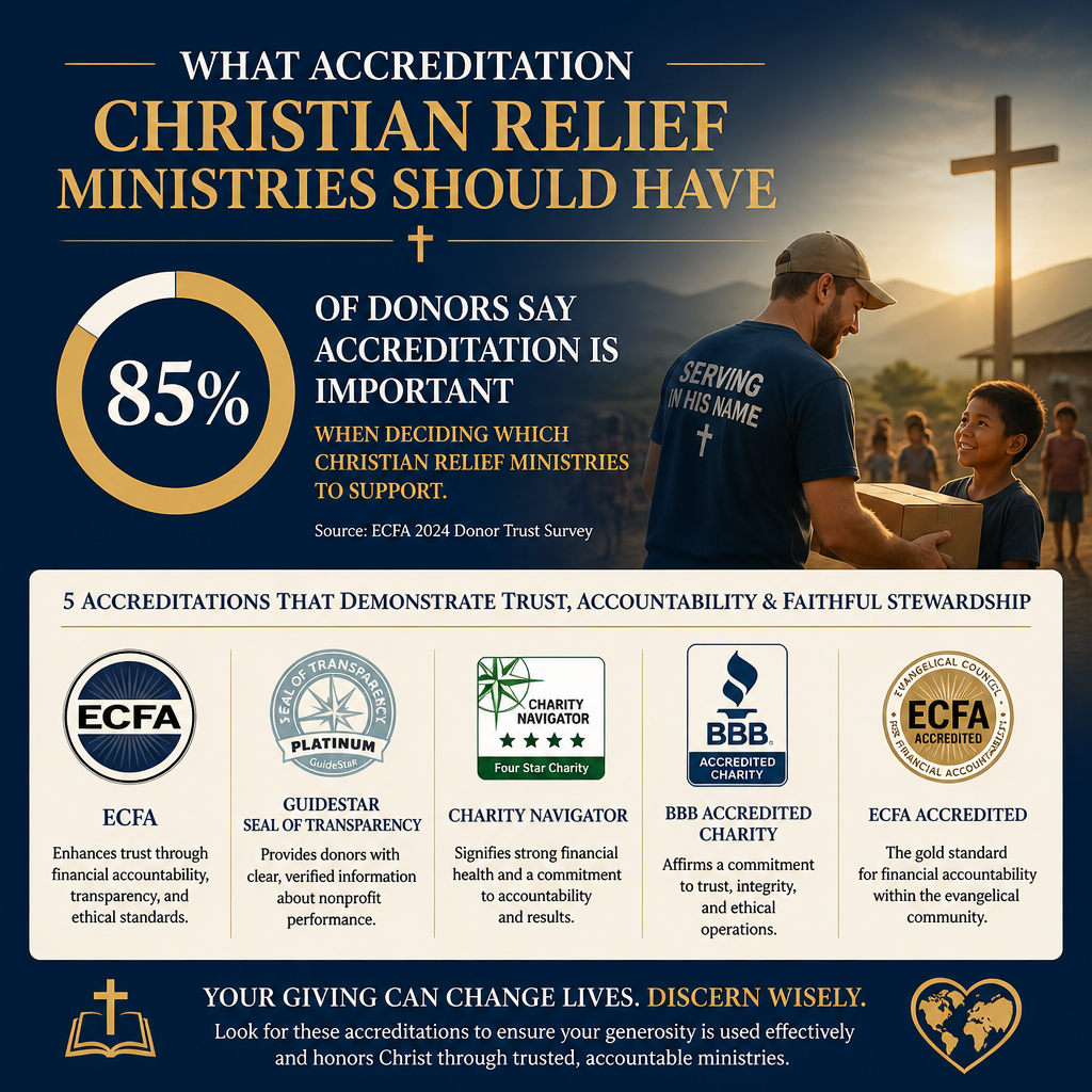 What accreditation Christian relief ministries should have statistics