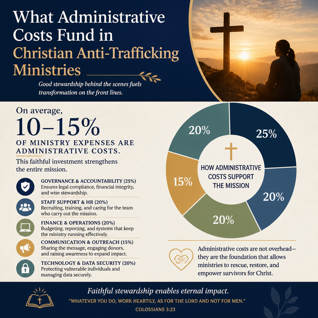What administrative costs fund in Christian anti-trafficking ministries statistics