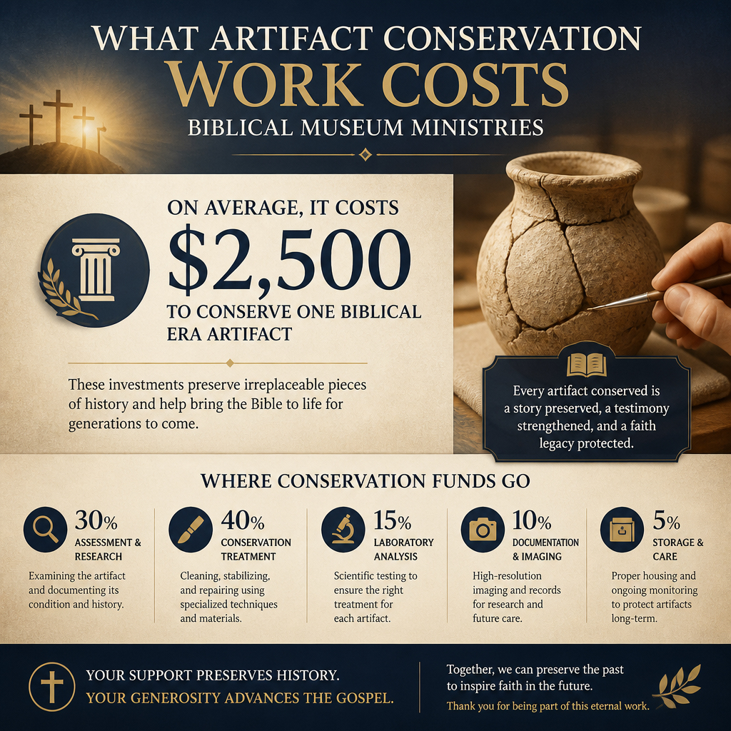 What artifact conservation work costs biblical museum ministries statistics