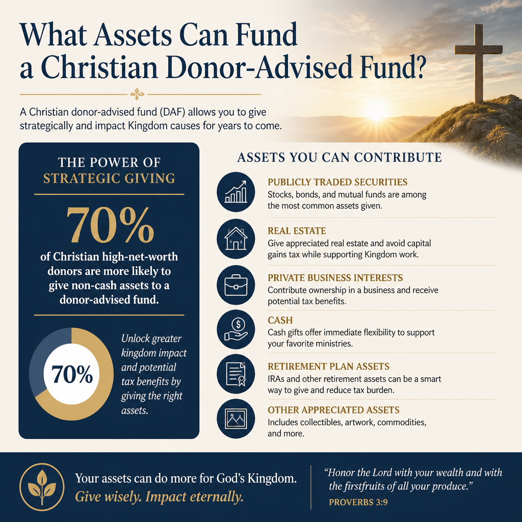What assets can fund a Christian donor-advised fund statistics