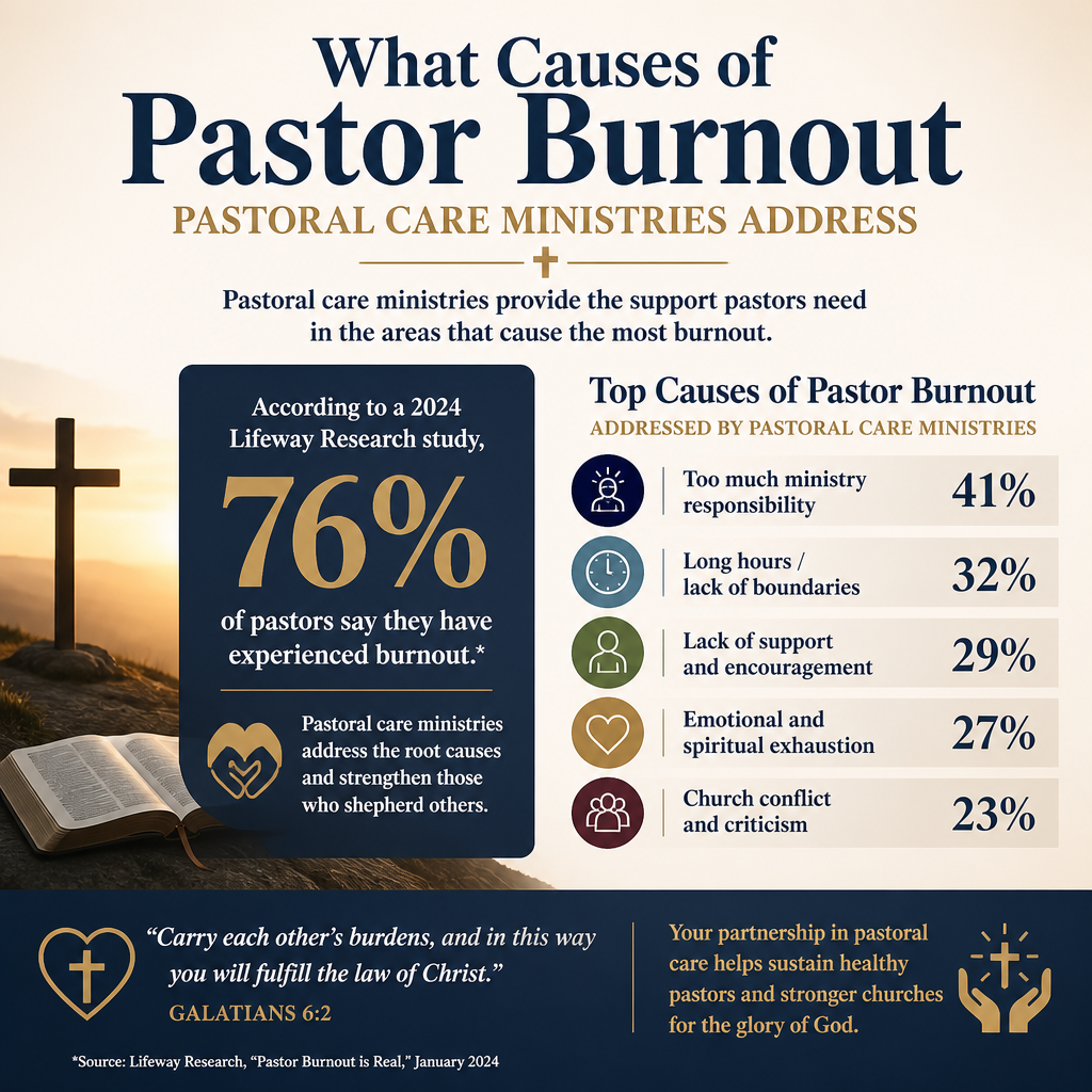 What causes of pastor burnout pastoral care ministries address statistics