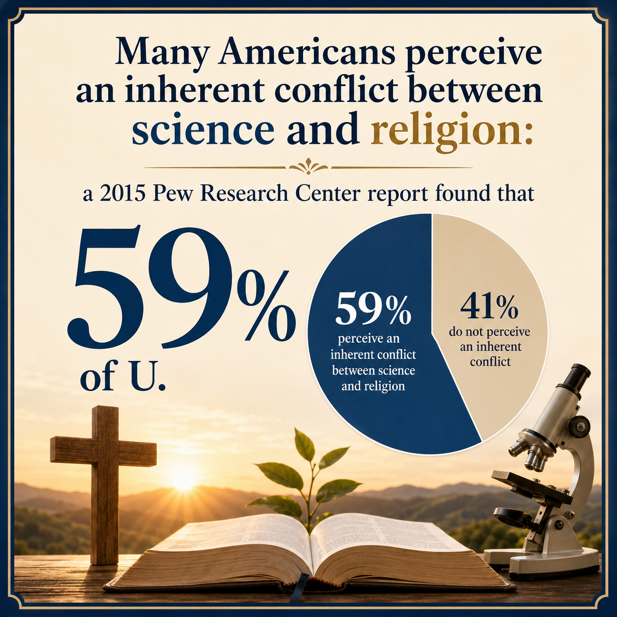 Many Americans perceive an inherent conflict between science and religion: a 2015 Pew Research Center report found that 