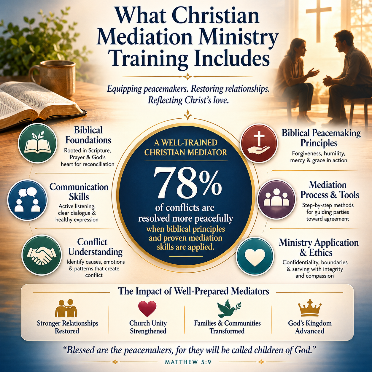 What Christian mediation ministry training includes statistics