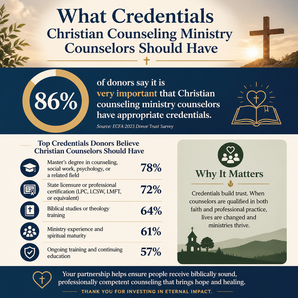 What credentials Christian counseling ministry counselors should have statistics
