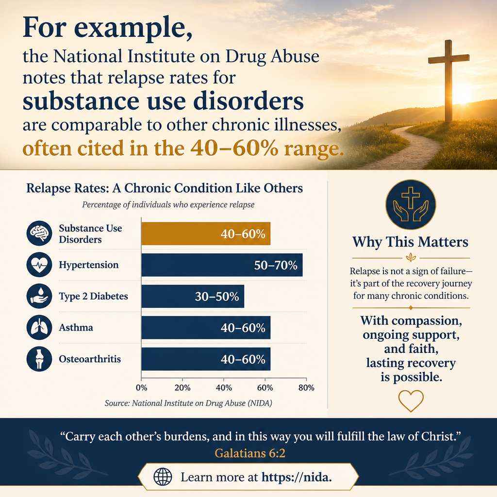 For example, the National Institute on Drug Abuse notes that relapse rates for substance use disorders are comparable to