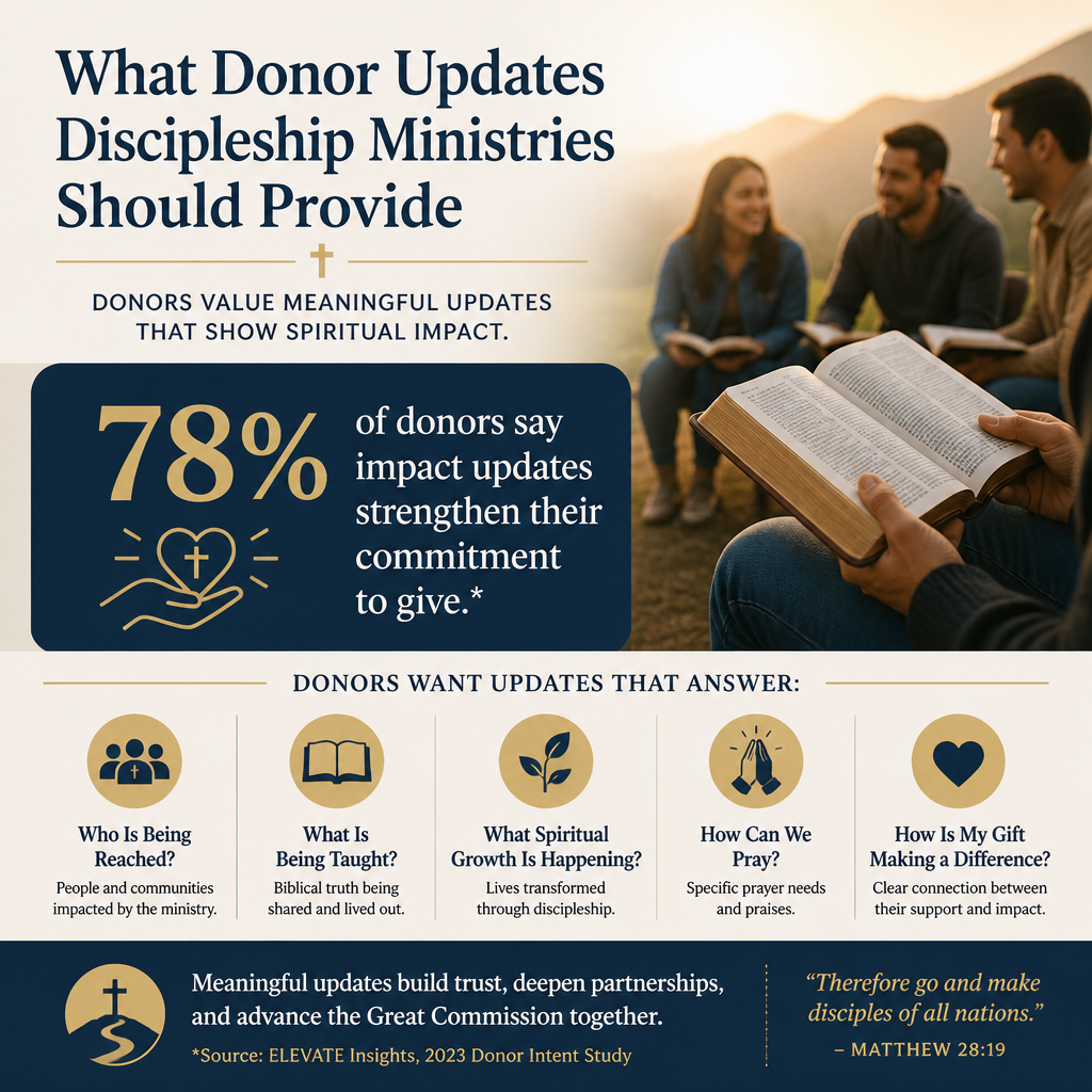What donor updates discipleship ministries should provide statistics