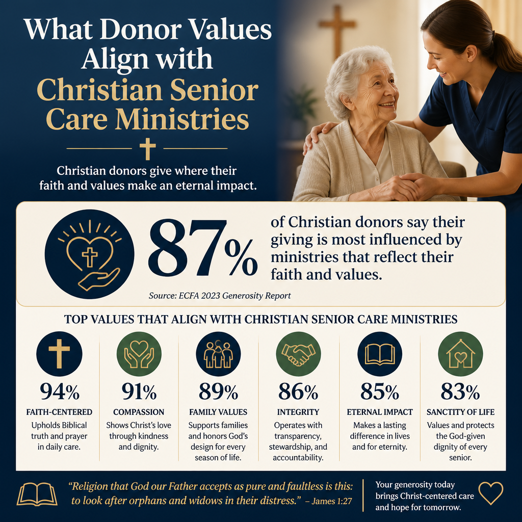What donor values align with Christian senior care ministries statistics