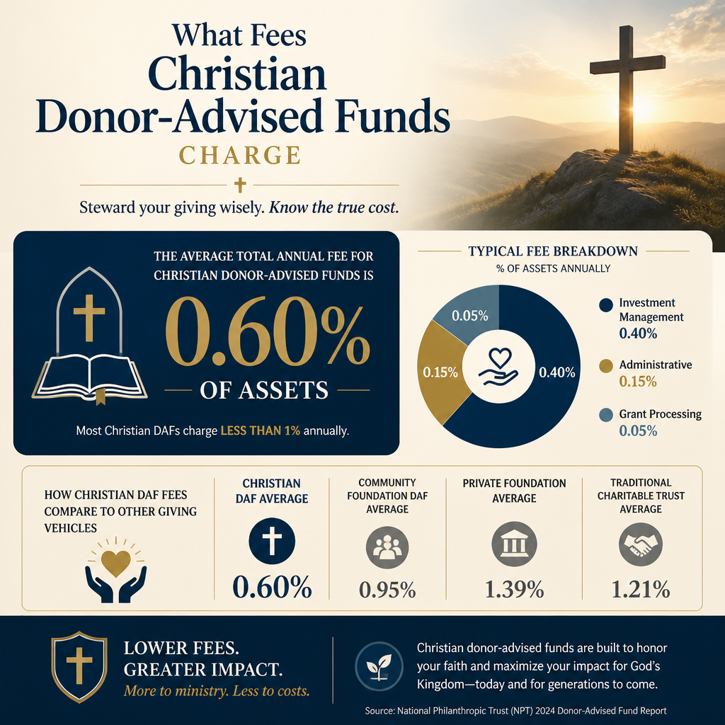 What fees Christian donor-advised funds charge statistics