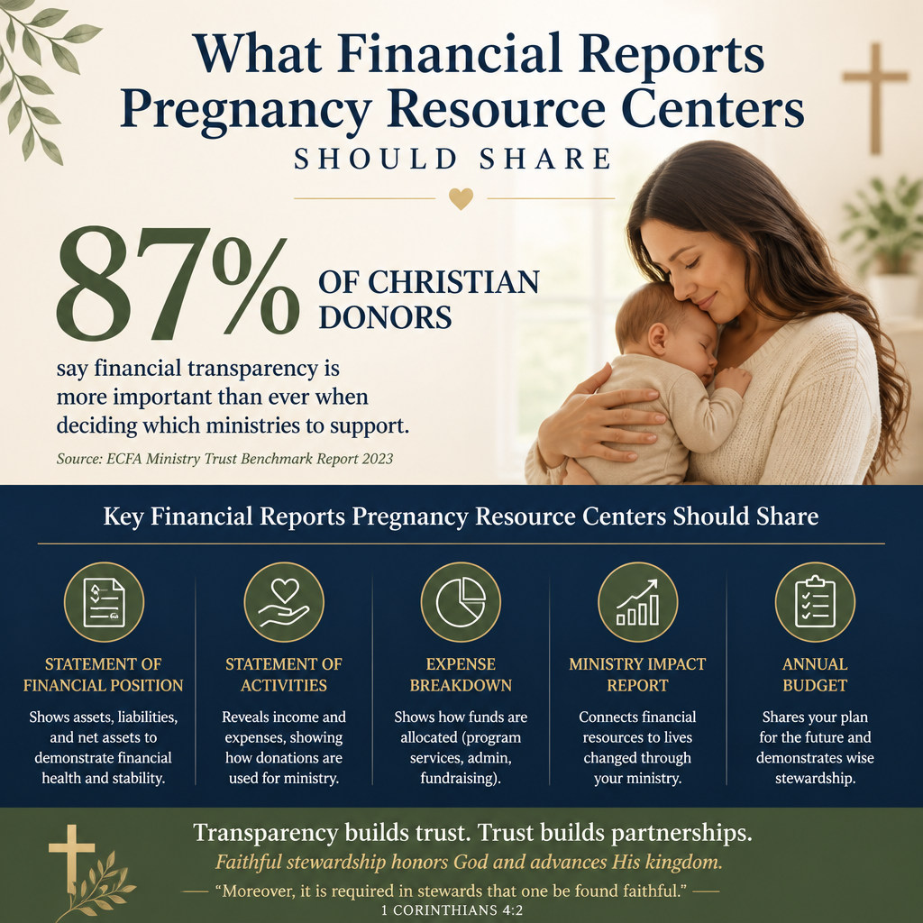 What financial reports pregnancy resource centers should share statistics