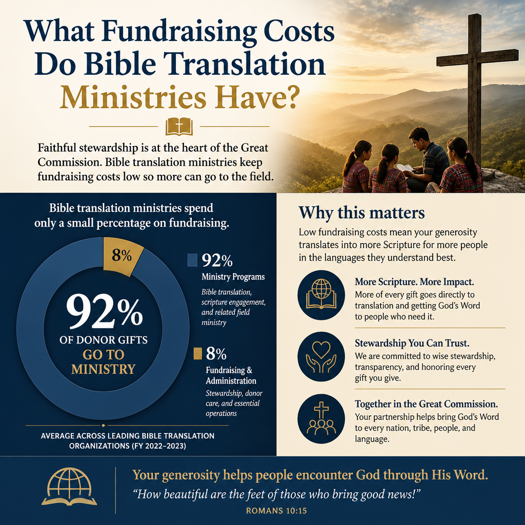 What fundraising costs do Bible translation ministries have statistics