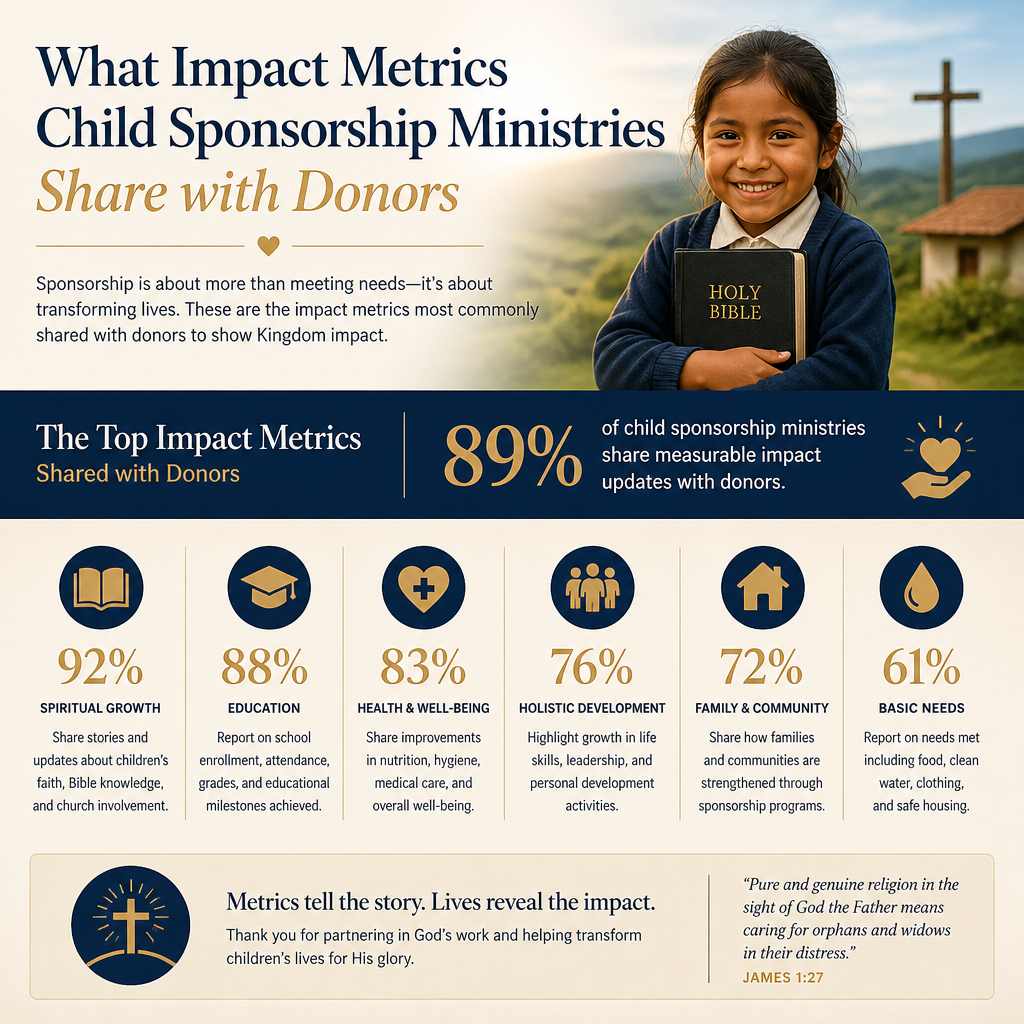What impact metrics child sponsorship ministries share with donors statistics