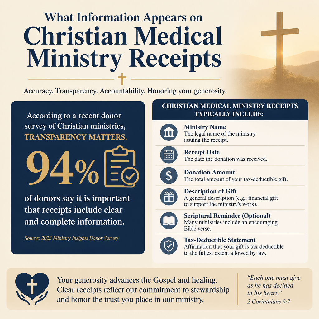 What information appears on Christian medical ministry receipts statistics