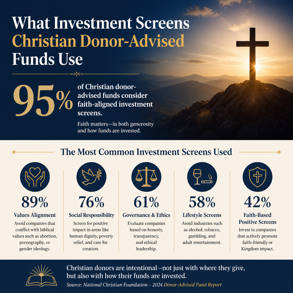 What investment screens Christian donor-advised funds use statistics