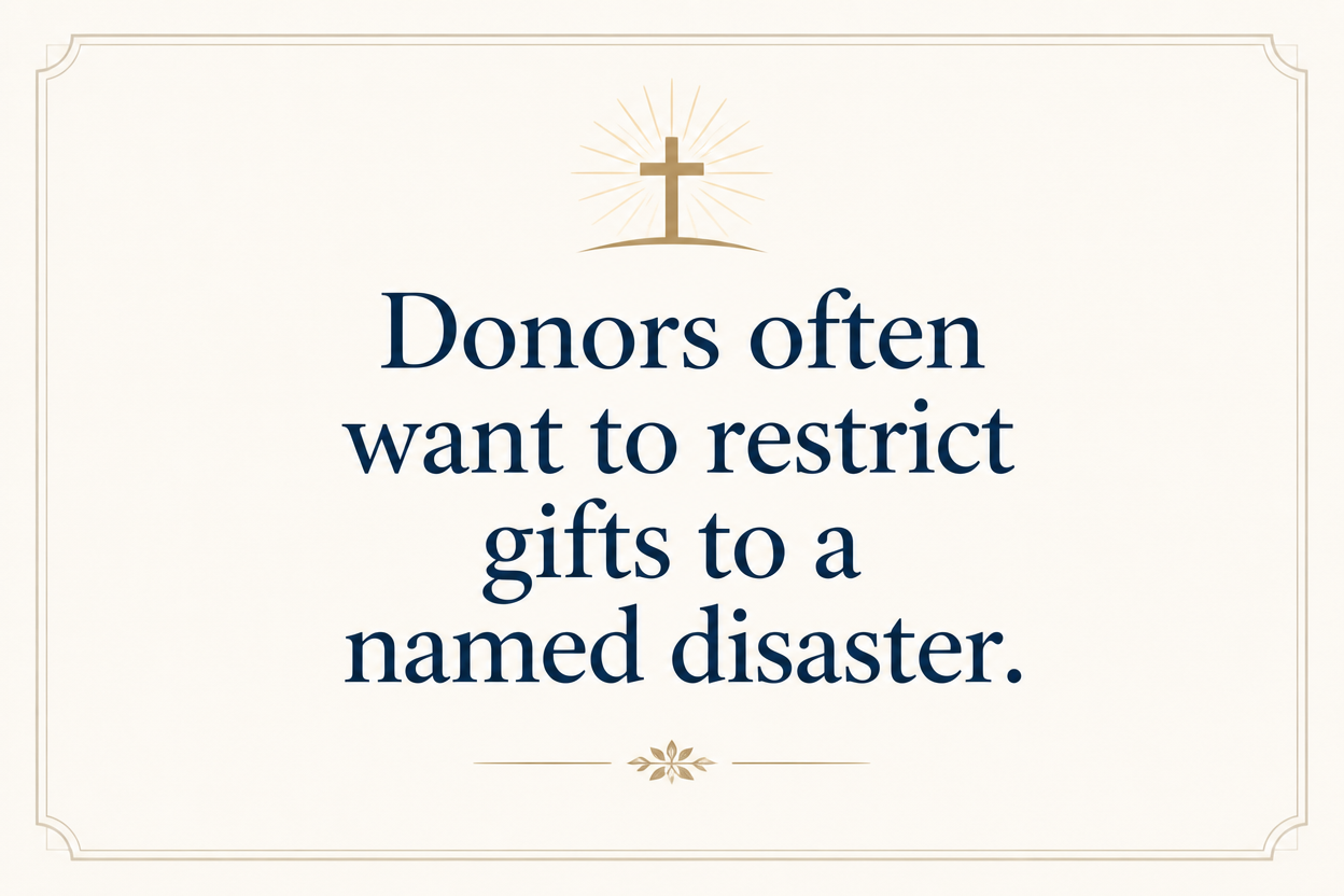 Key insight about What kinds of gifts Christian disaster relief ministries need